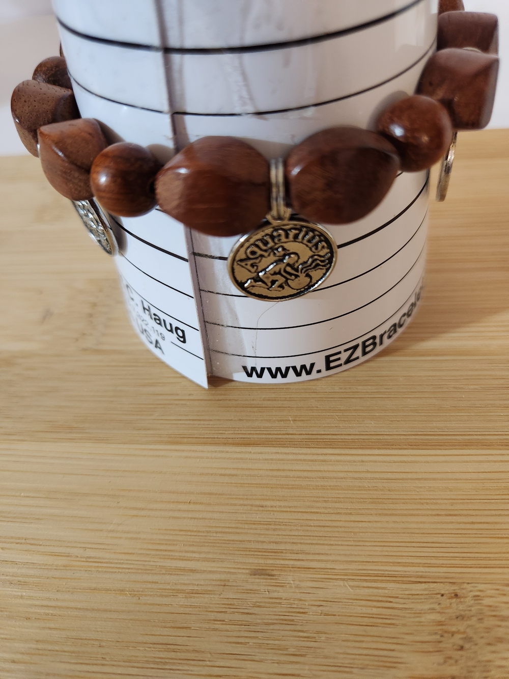 Reserved For topchef1 Wood Bead Zodiac Charm Bracelet - Brown - Picture 5 of 9